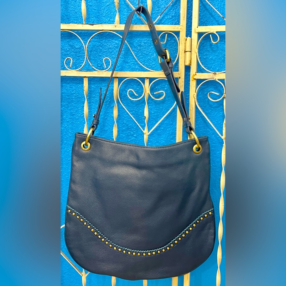 Johnston & Murphy Women’s Collection Navy Blue Leather Shoulder Bag